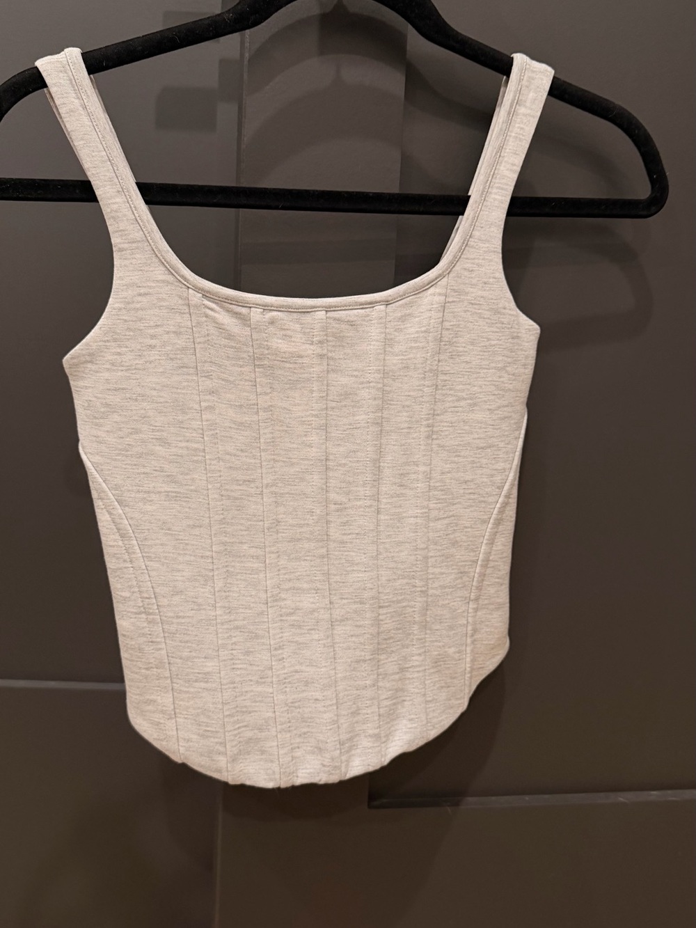 Express light Grey Ribbed Square-Neck Tank